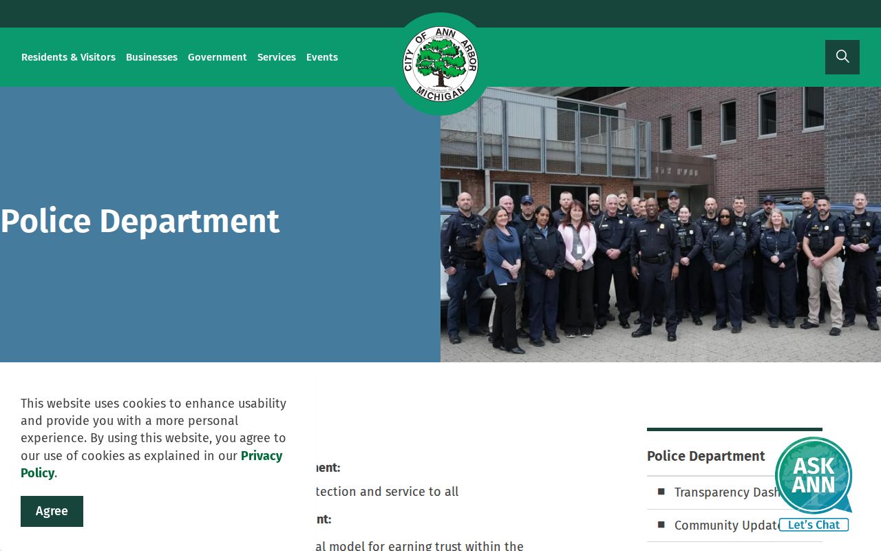 Ann Arbor Police Department and Justice Center information