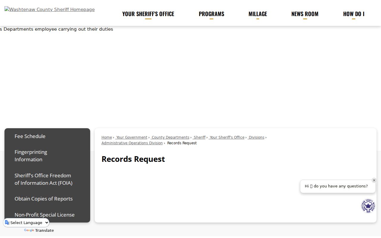 Washtenaw County arrest records and Sheriff FOIA request hub