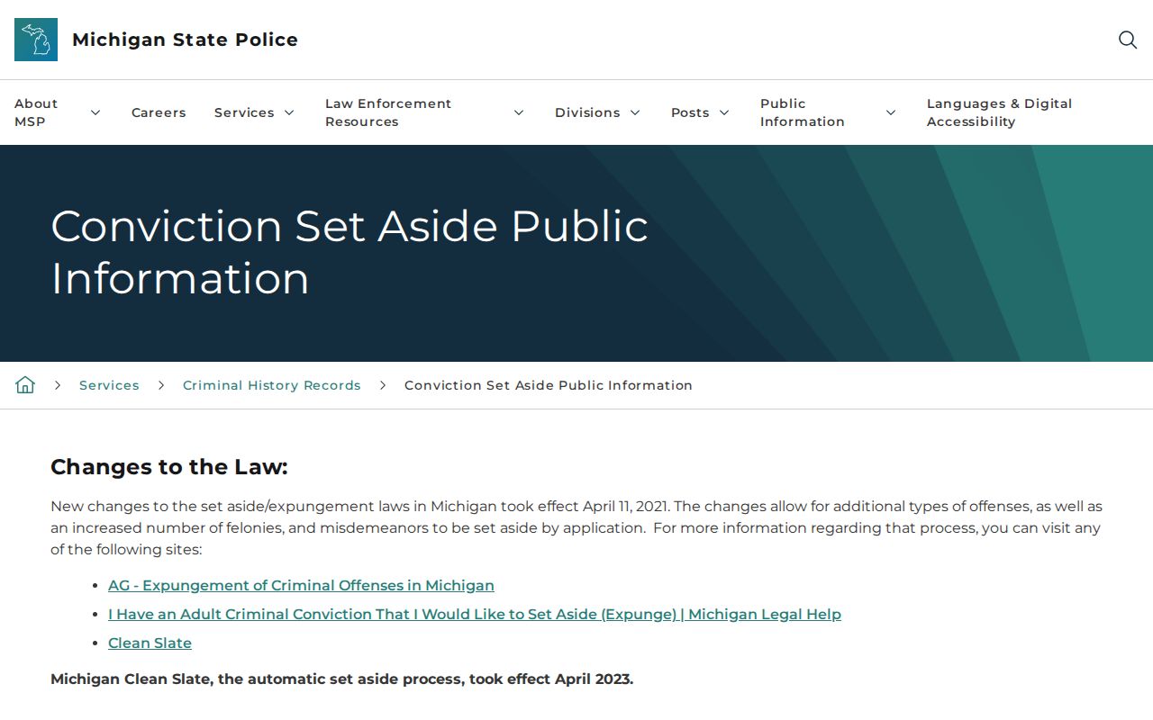 Washtenaw County criminal record set-aside process