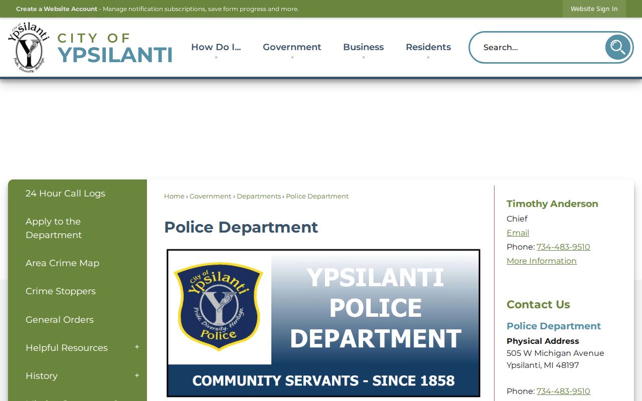 Ypsilanti Police Department at 505 West Michigan Avenue